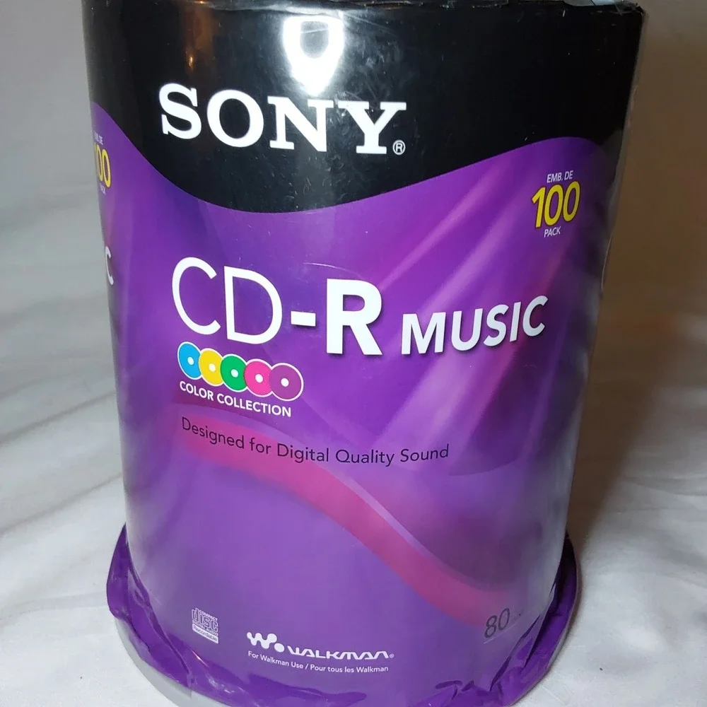 Sony CD-R Music Discs 80 min Color Collection Discs - 100CRM80RSX 100 Count New